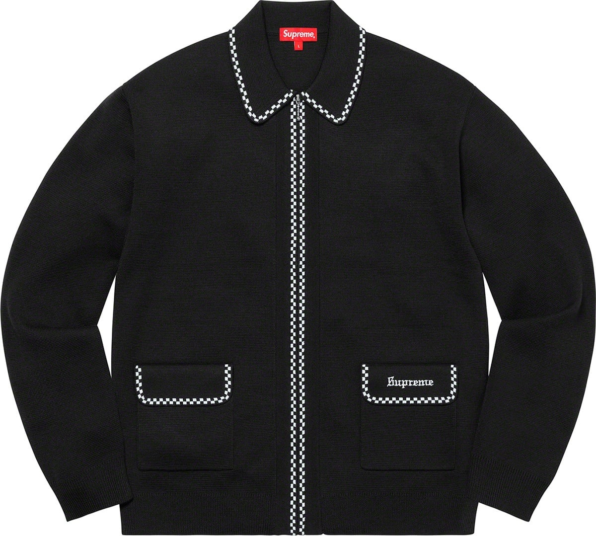Checkerboard Zip Up Sweater view 4